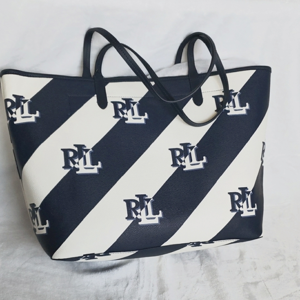 Ralph‎ Lauren Navy and White Tote Bag ( Spring 1 Navy)